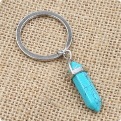 Natural Crystal Column Original Stone Keychain