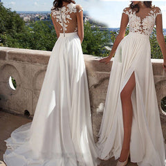 Lace split evening dress