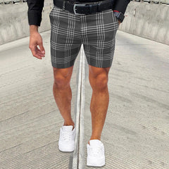 Men's Fashion Large Plaid Striped Straight Shorts