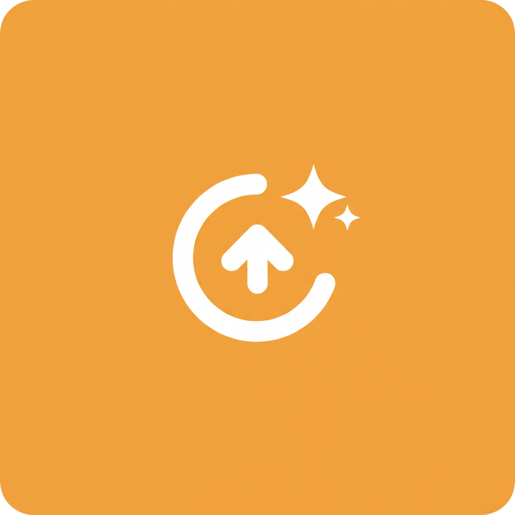 Orange recommendation icon with a white sparkle