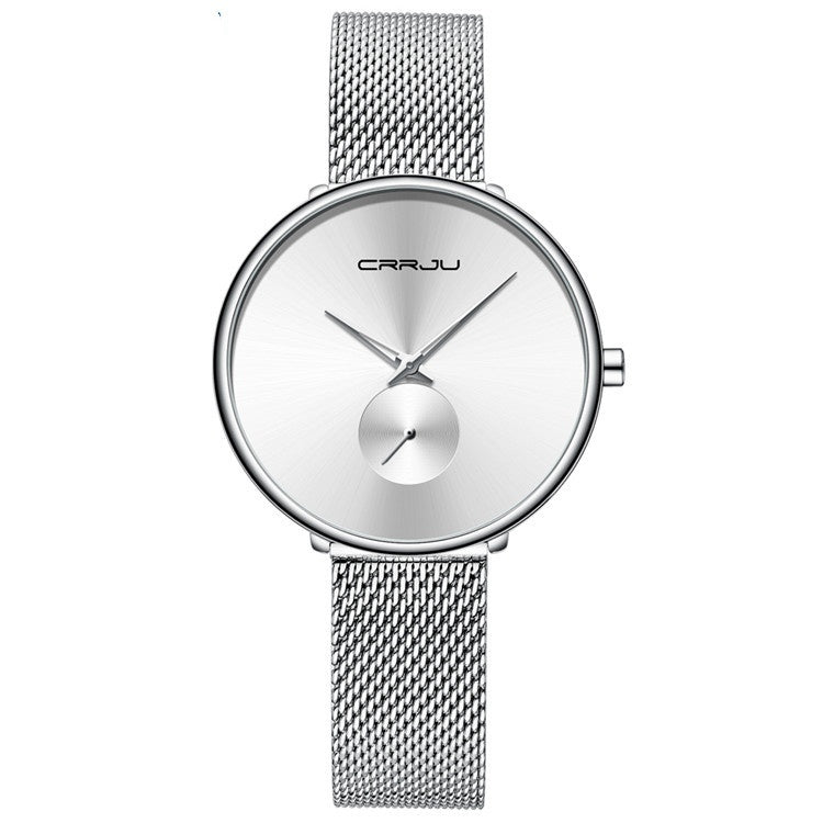 Damenarmbanduhr aus Edelstahl mit schlichtem Mesh-Armband