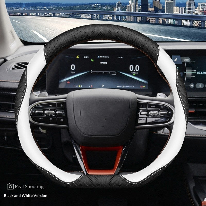 Leather Sports-style Steering Wheel Cover