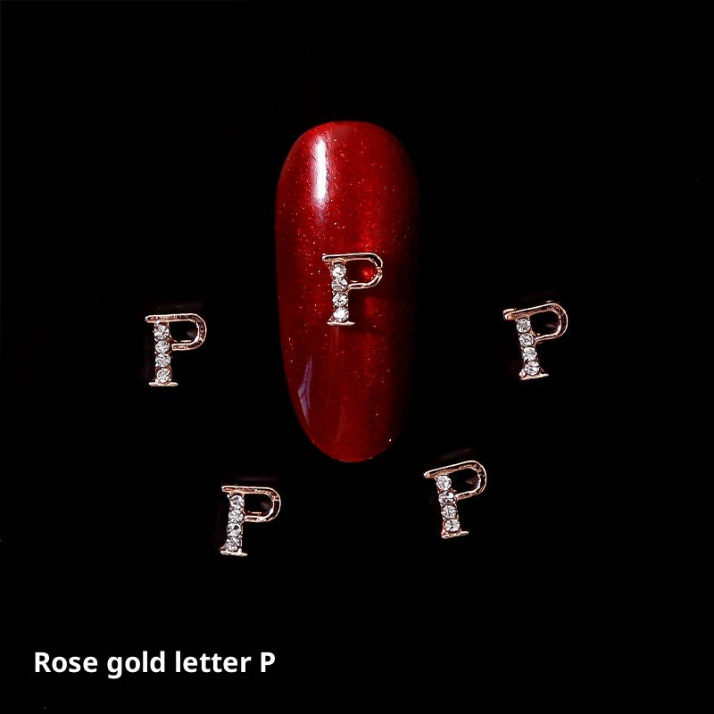 26 Letter Alloy Nail Ornament Nail Crystal
