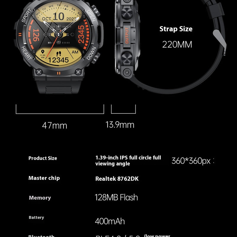 Smartwatch com Chamadas, Música, Meteorologia, Ritmo Cardíaco e Pressão Arterial