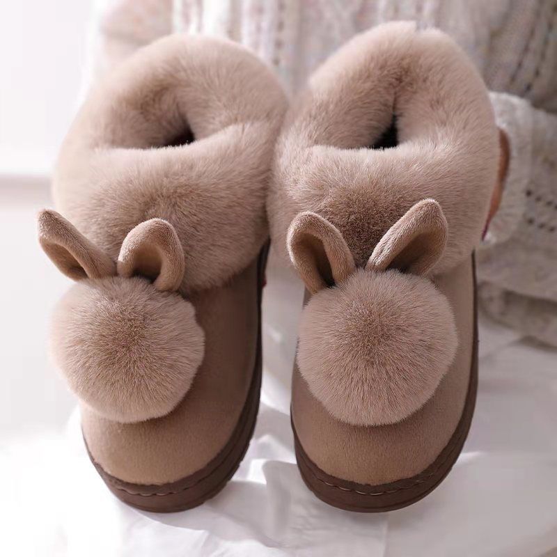 Cute Cotton Slippers With Wrapped Heels