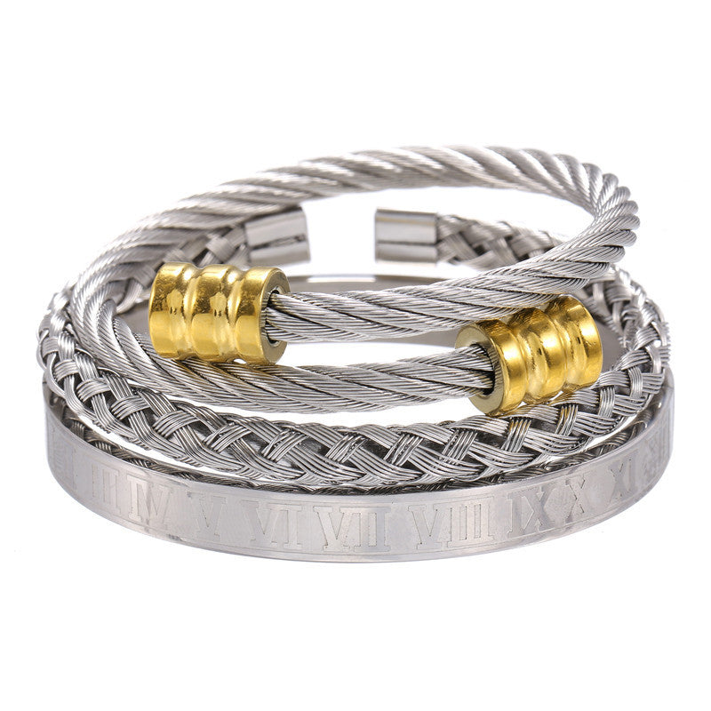 Titanium Steel Bracelet Suit Punk Creative Personality Roman