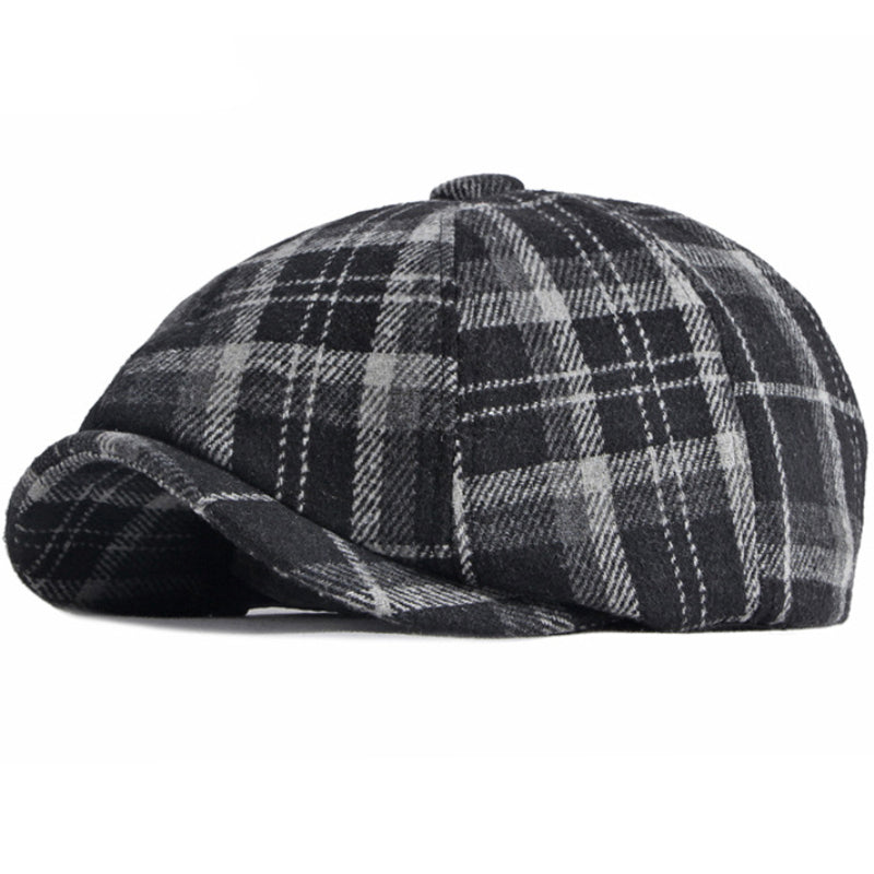 Fashionable Plaid Octagonal Hat For Women