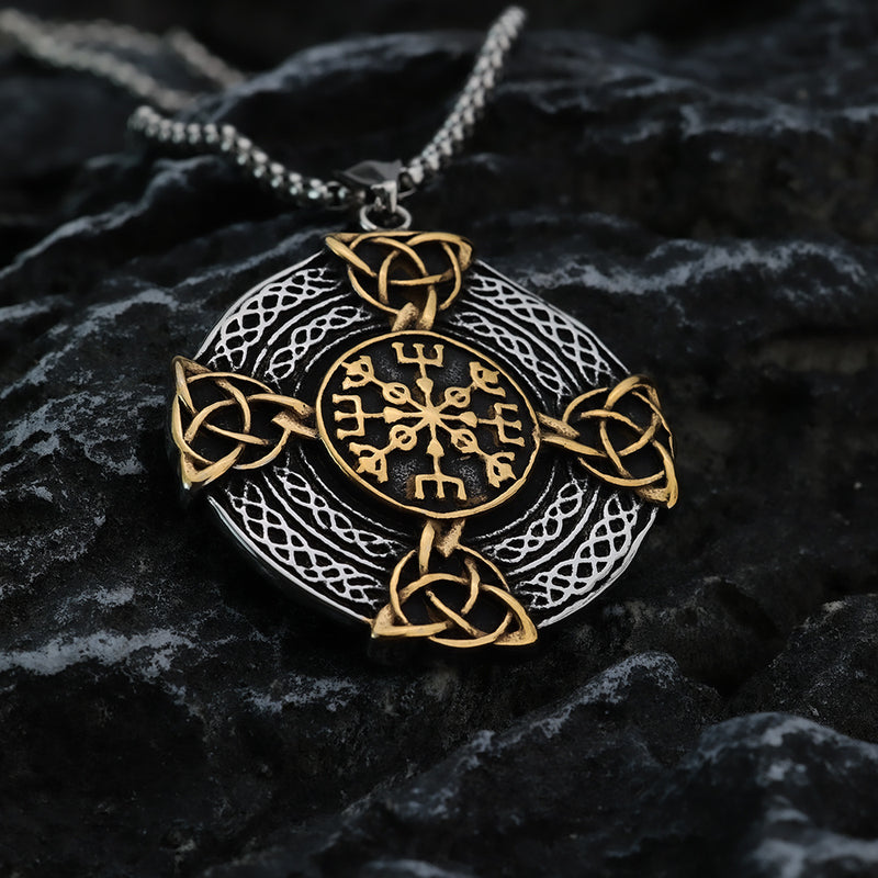 Vintage Stainless Steel Men's Pendant Cross Celtic Knot Symbol Necklace