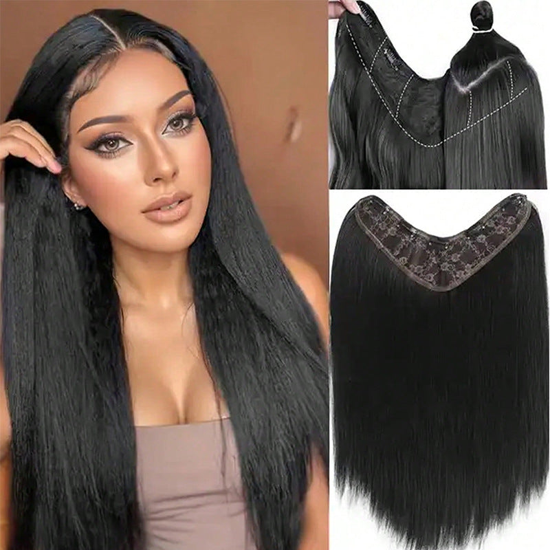 Unsichtbare, nahtlose U-förmige One-Piece-Haarverlängerung für Damen