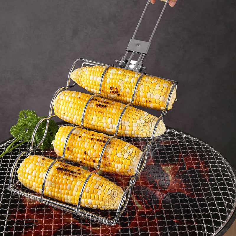 Pinça de Churrasco Anti-queimaduras de Cabo Dobrável Criativo com Galvanoplastia para Cozinha Doméstica e Exterior para Milho e Tostadas