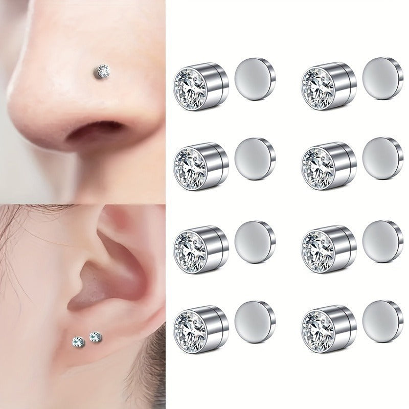 Rhinestone Diamond Magnet Ear Studs Women