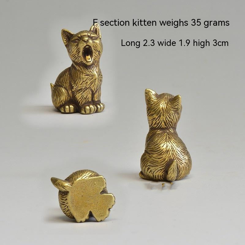 Ornatos de Chá em Latão de Estilo Chinês Mini Ornatos de Gatinho