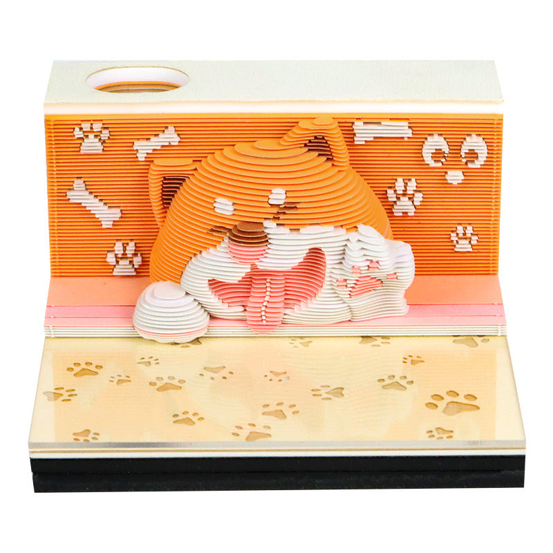 3D Sticky Note Paper Carving Creative Annual Meeting Tear-off Desktop Notepad Ornament