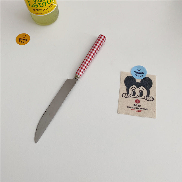 Western Ceramic Tableware High Quality Stainless Steel Handle Spork Dessert Fork Spork Spoon Cutlery