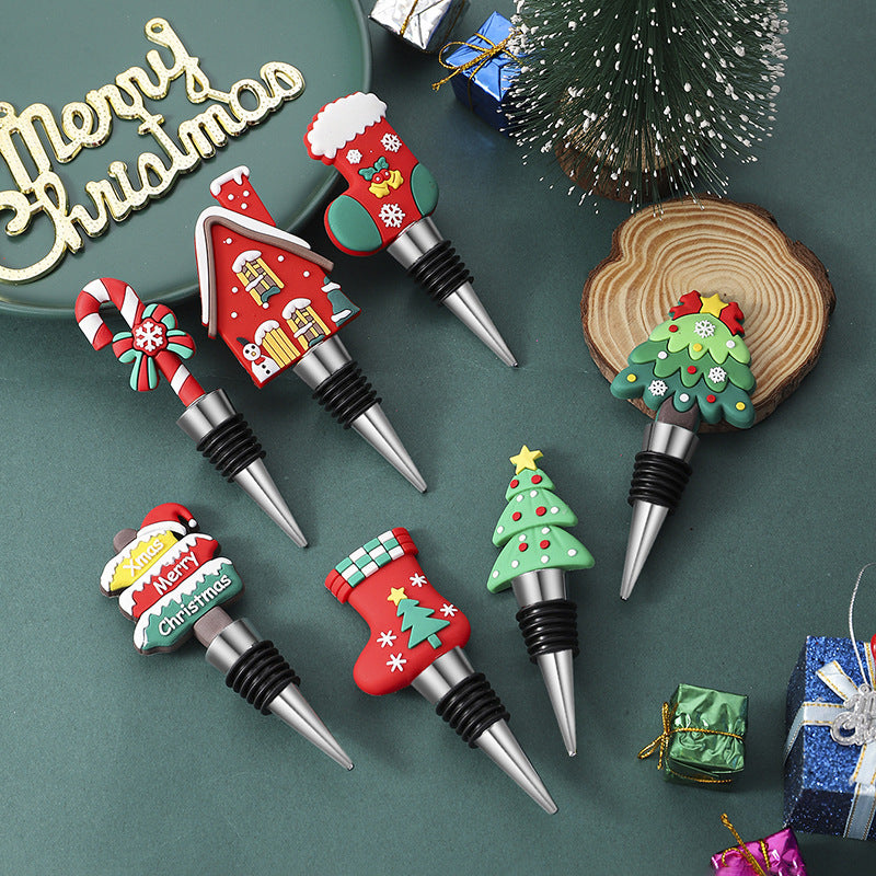 Rolha para garrafas de vinho com motivo de árvore de Natal para festas