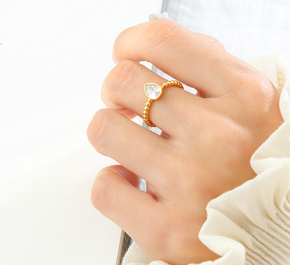 Serenity's Tear Cubic Zirconia Gold Ring