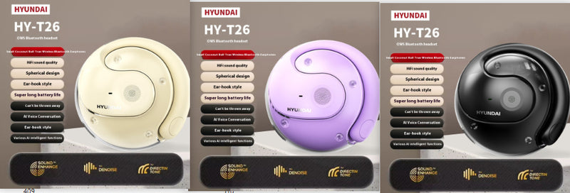 Auscultadores Bluetooth Sem Fios Coconut Ball, Modelo de Gancho com Redução de Ruído