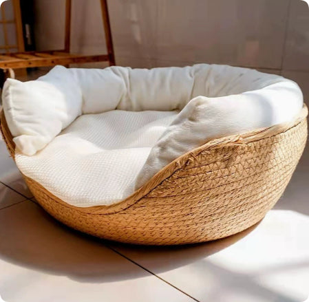 Surrounding Pillow Type Rattan Cat Litter Hanging Basket Cat Bed Four Seasons