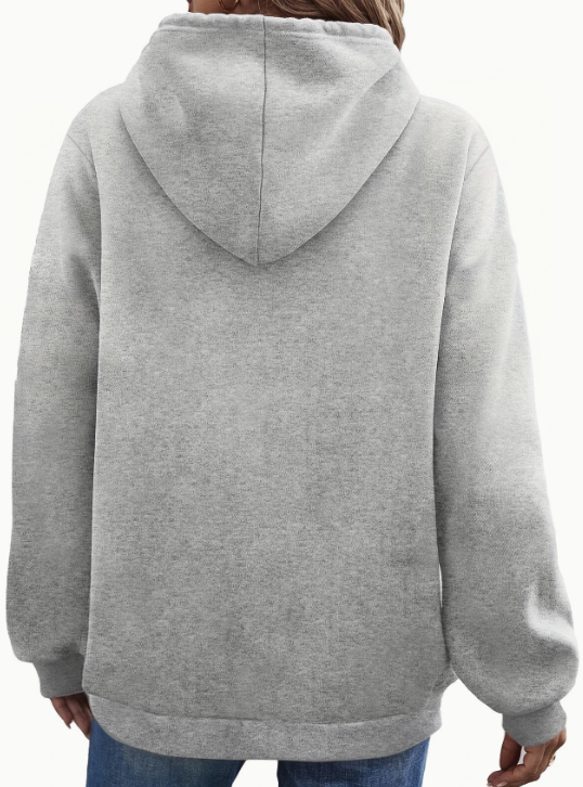 Letter Print Kangaroo Pocket Hoodie