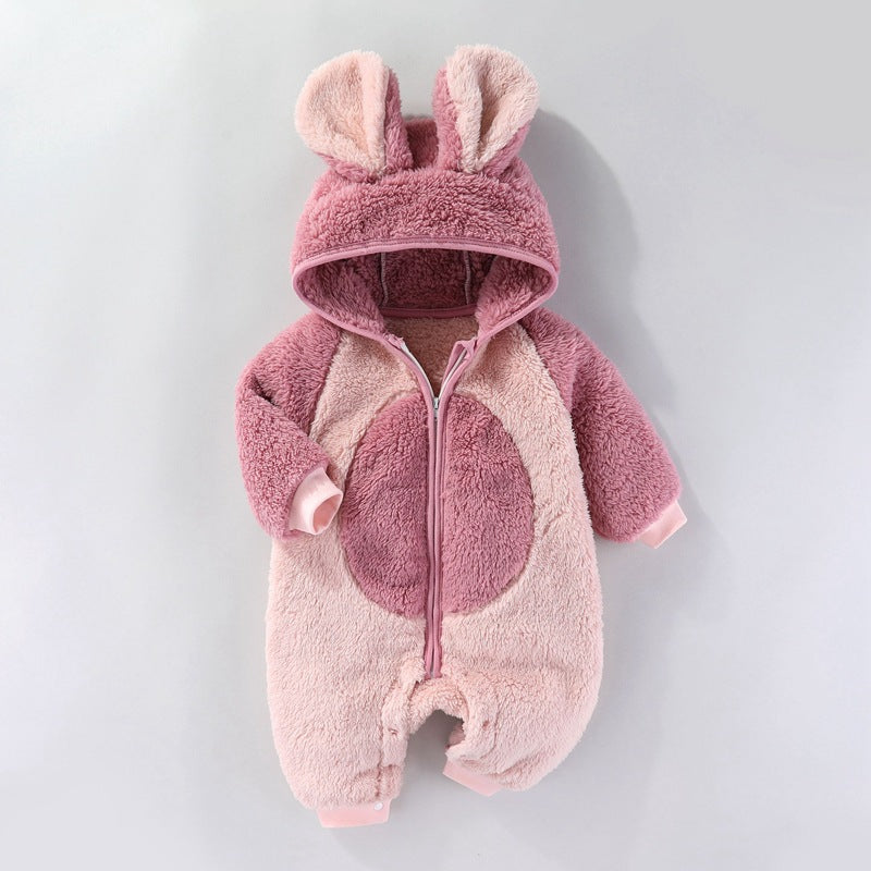 Herbst- und Winterkleidung für Babys: Dicker, warmer Langarm-Strampler mit Fleece-Futter