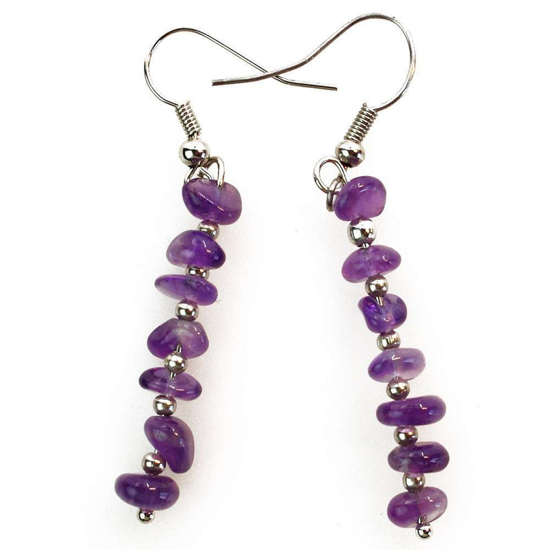 Womens Simple And Versatile Stone Design Amethyst Chip Earrings