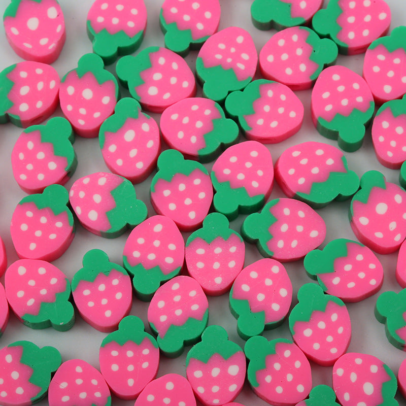 Fruit Strawberry Soft Ceramic Beads Bracelet Necklace Accessories 50 Pcsbag Children Hand Punched Beaded Loose Beads