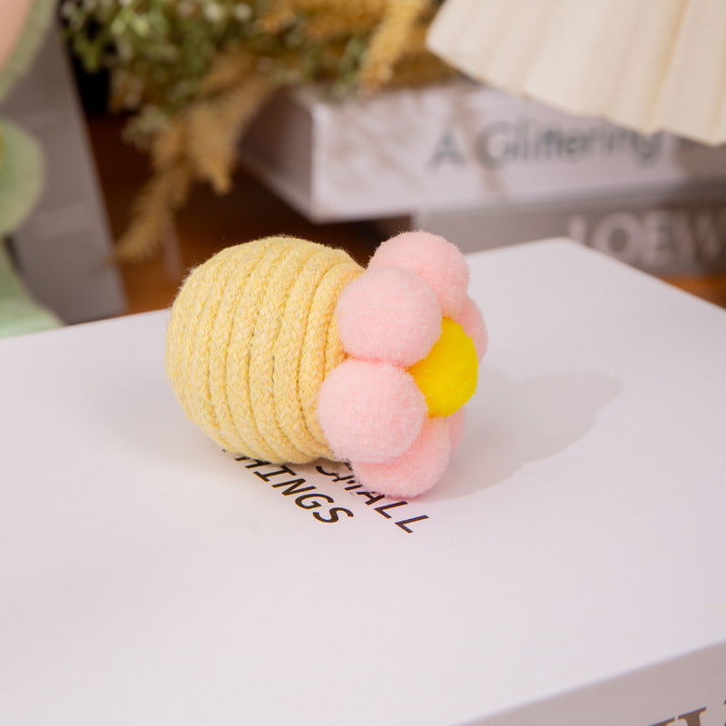 Brinquedo de Corda de Algodão em Forma de Flor para Gatos, Ideal para Entretenimento e para Afiar Dentes e Garras