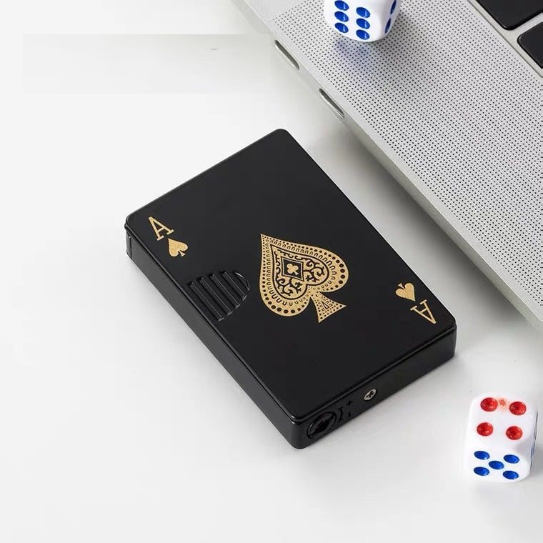 Isqueiro Insuflável Eletrónico À Prova de Vento com Design Criativo de Cartas de Jogar