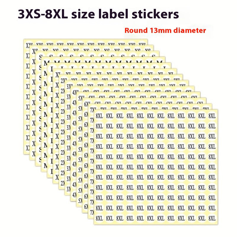 Clothes Size Sticker Digital Adhesive Sticker