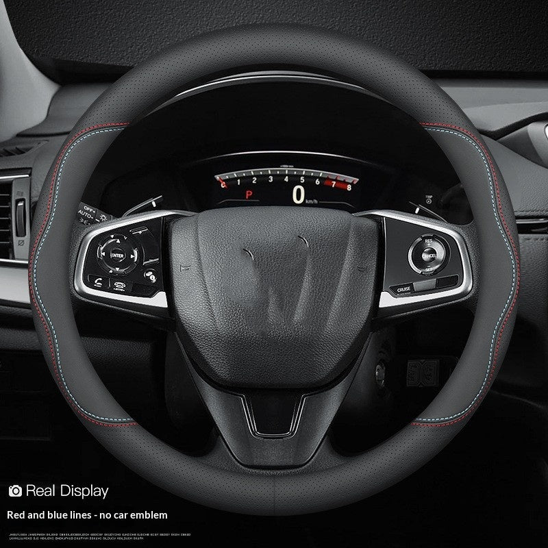 Cowhide Steering Wheel Cover Sporty Style