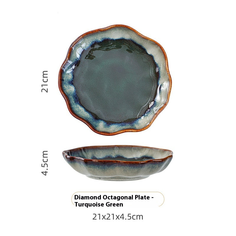 Household Bowl Dish & Plate Ceramic Fambe Tableware
