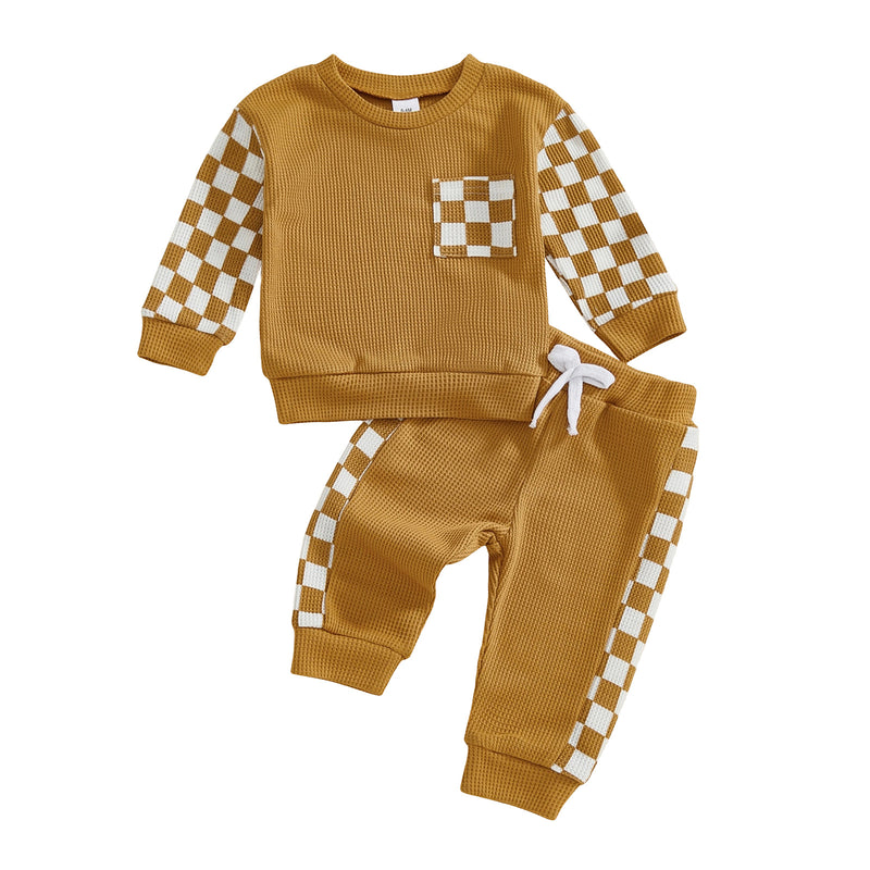 Conjunto de duas peças em patchwork com textura waffle