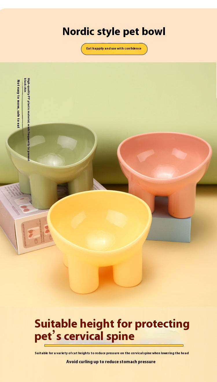 Pet Bowl Cute Cat Basin Double Bowl Neck Protection High Leg Anti-tumble