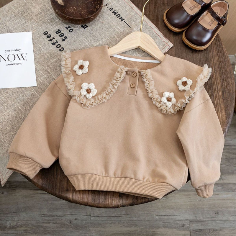 Doll Collar Sweater Girls' Baby Pullover