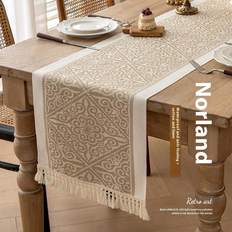 Toalha de mesa comprida em algodão e linho