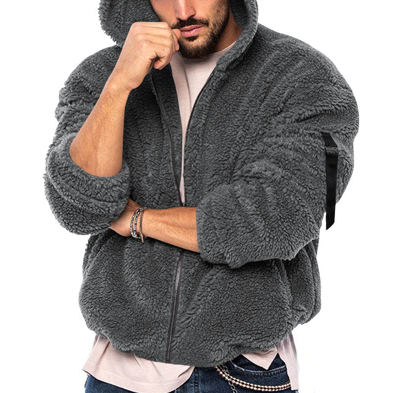 Herren Winter Neu doppelseitige Bejirog warme Kapuzen-Reißverschluss-Freizeitjacke Mantel