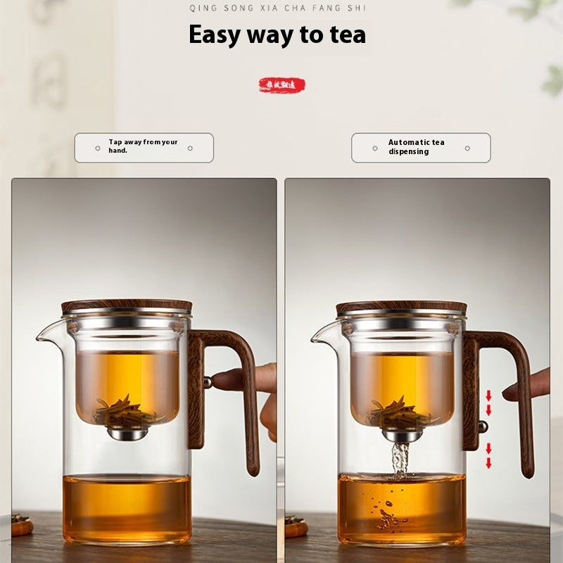 Bule de Chá Elegante em Vidro com Filtro, Separação de Chá e Água, Conjunto de Chá Doméstico