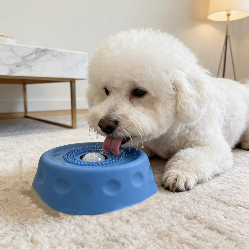 Hundenapf mit Leckball, Leckball-Napf für Hunde, Hunde-Lecknapf mit rollendem Ball, Anti-Schling-Napf mit Ball zur Verlangsamung der Nahrungsaufnahme, Fressnapf mit rollendem Ball für entspannteres Fressen