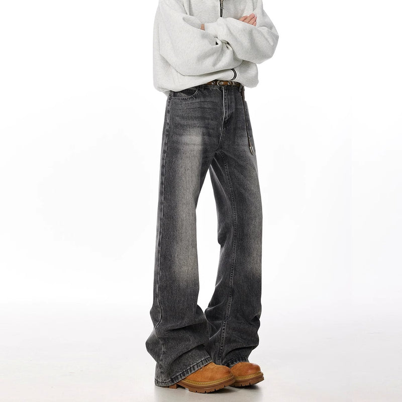 Retro Straight Leisure Washed-out Smoky Gray Jeans