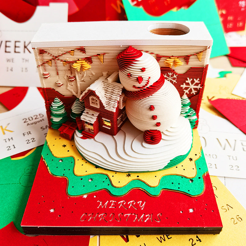 3D Sticky Note Paper Carving Creative Annual Meeting Tear-off Desktop Notepad Ornament