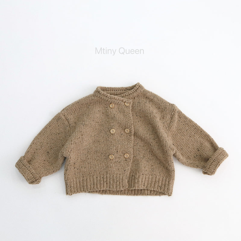 Childrens Solid-color Double-breasted Knitted Sweater