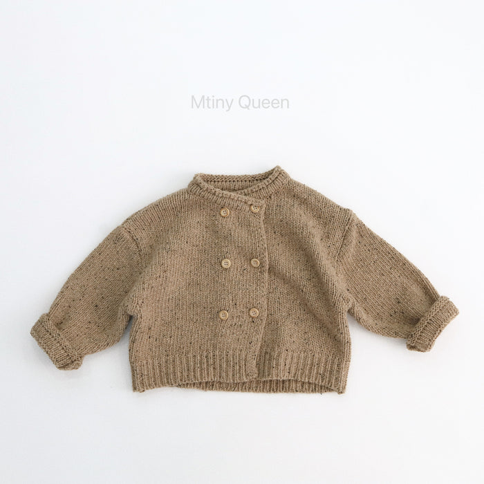 Childrens Solid-color Double-breasted Knitted Sweater