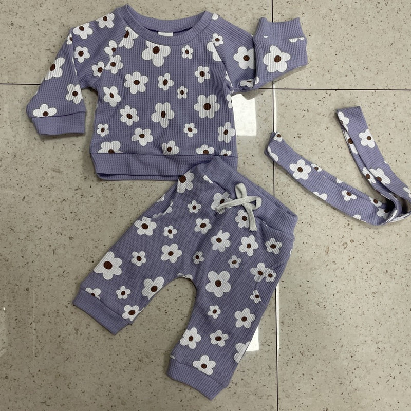 Personality New Waffle Print Sweater Suit