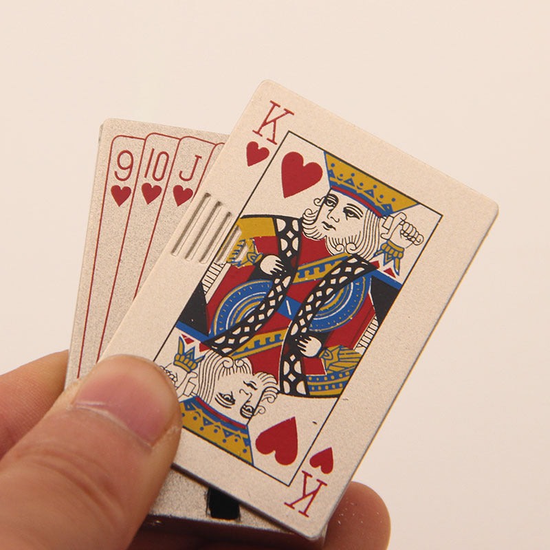 Isqueiro Insuflável Eletrónico À Prova de Vento com Design Criativo de Cartas de Jogar