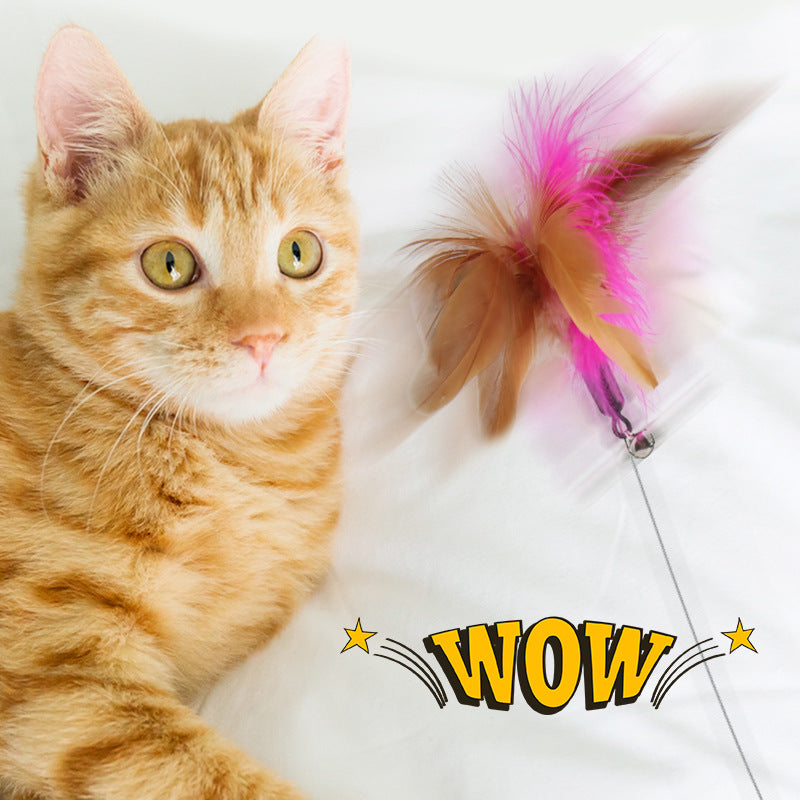 Brinquedo para animais de estimação multifuncional com fixação a pernas de mesa, coleira e pena, provocador de gatos em silicone