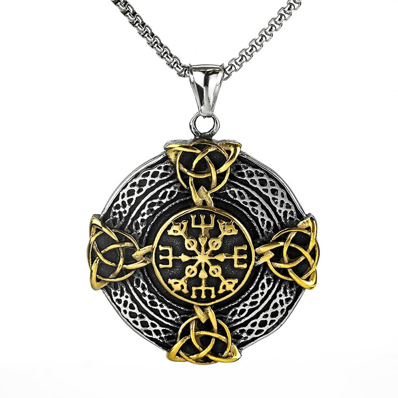 Vintage Stainless Steel Men's Pendant Cross Celtic Knot Symbol Necklace