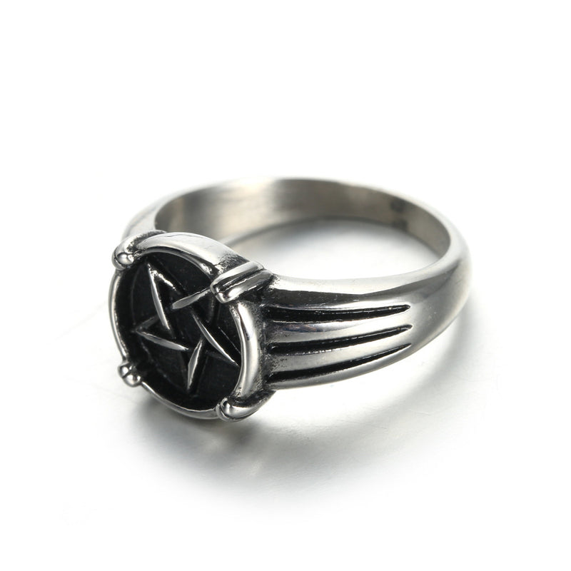 European And American Retro Men's Stainless Steel Pentagram Ring