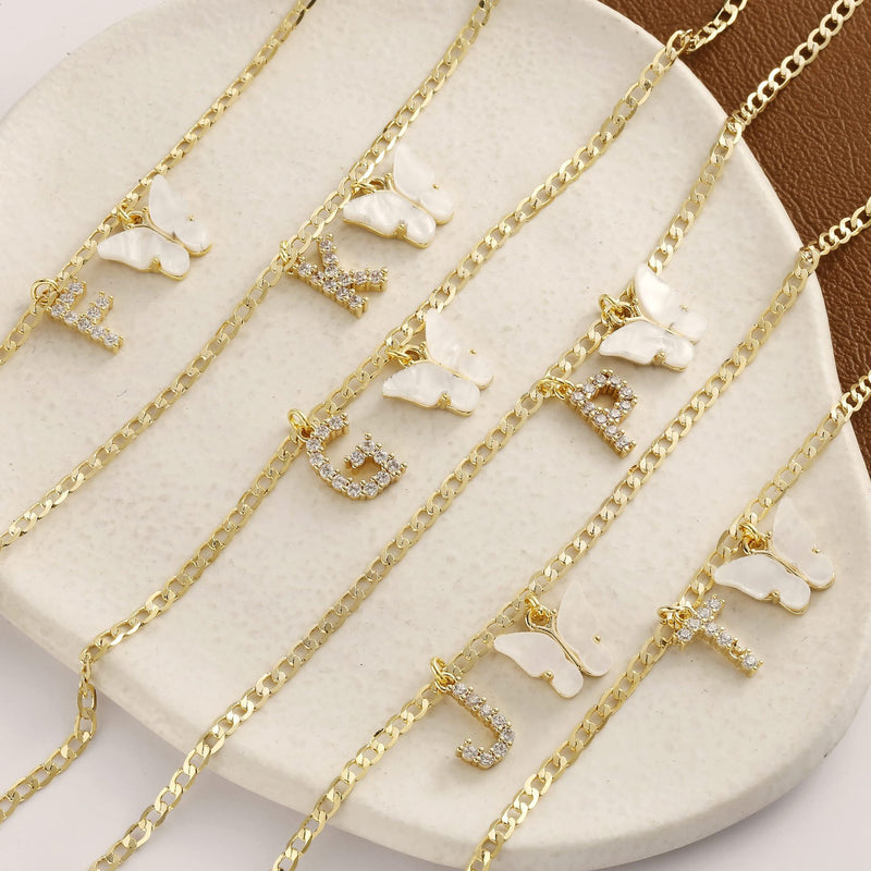 Butterfly Letter Feet Chain Fashion Inlaid Diamond Letter Acrylic