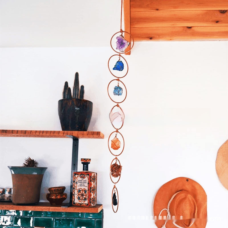 Decoração de Parede com 7 Cristais Preciosos Ornamentos de Parede com 7 Pedras de Cristal