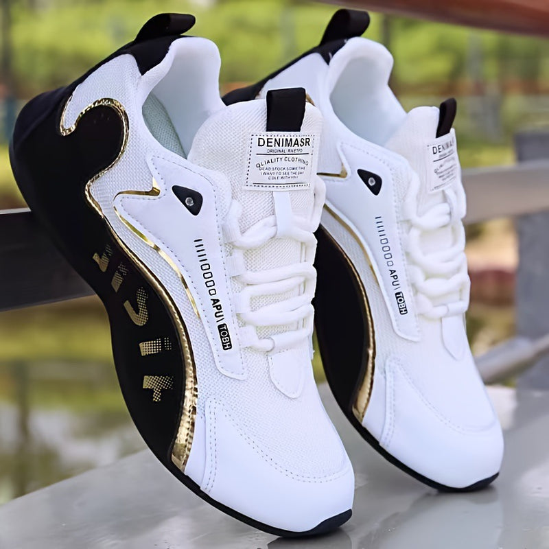 Fashion Colorblock Schnür-Sneaker für Herren Atmungsaktive Low-Top Dad Shoes Lauf- und Sportschuhe